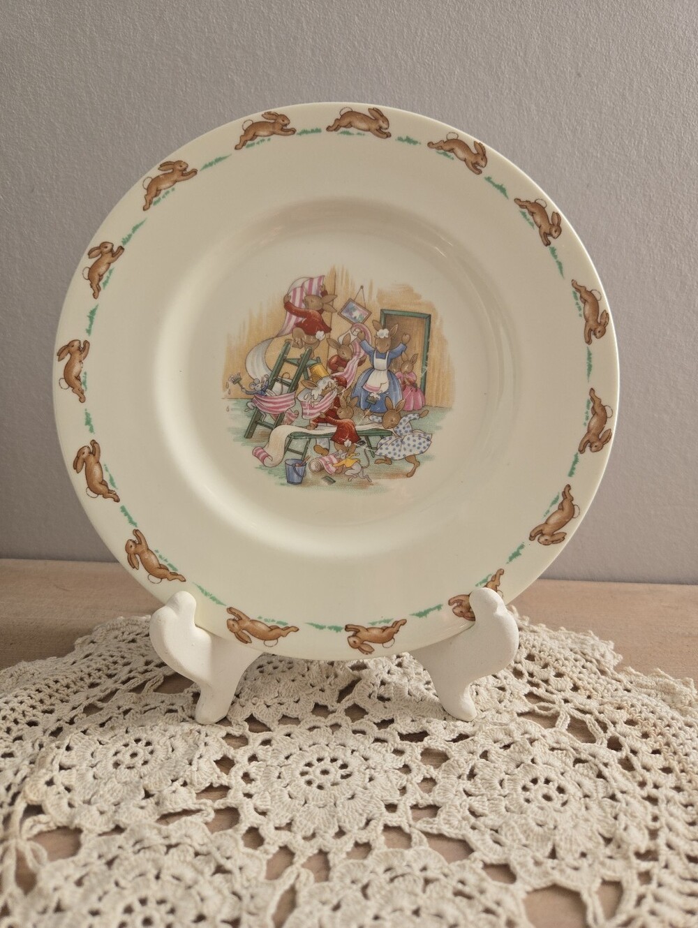 Vintage Royal Doulton Bunnykins Plate - Home Decorating Scene Fine Bone China